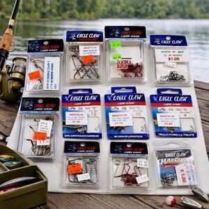 Eagle Claw Lazer Sharp Hook Lot 18 Packs NOS Assorted Sizes Fishing Tackle